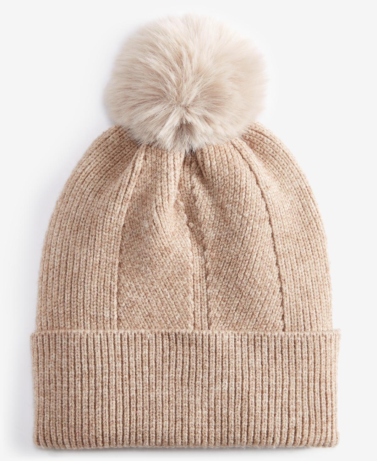 On 34th Womens Multi-Stitch Faux-Fur Pom Pom Beanie, Created for Macys Product Image