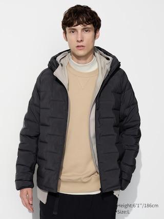 Mens Pufftech Parka with Water-Repellent Black Large UNIQLO US Product Image