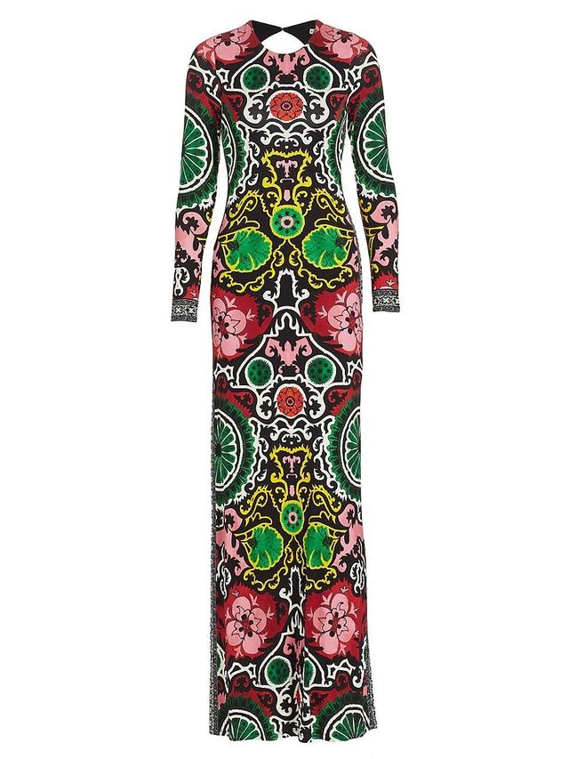 Womens Delora Floral Damask Open-Back Maxi Dress Product Image