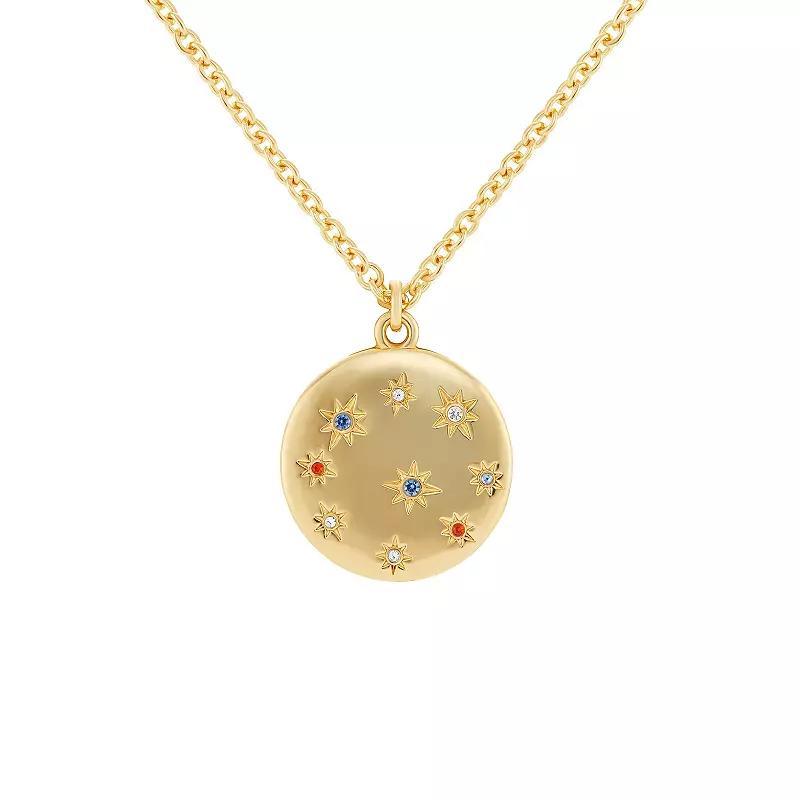 Emberly Gold Tone Multicolor Crystal Polished Star Circle Pendant Necklace, Womens Product Image