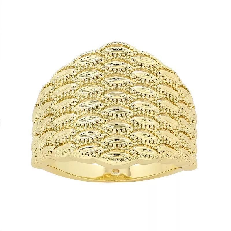 City Luxe Gold Tone Large Textured Shield Ring, Womens product image