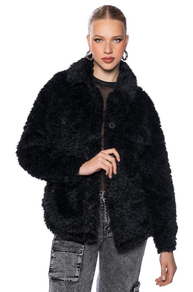 LONE WOLF FAUX FUR SHACKET Product Image