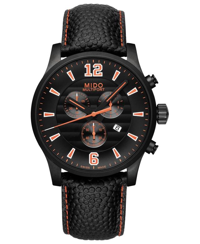 Mido Mens Swiss Chronograph Multifort Black Leather Strap Watch 42mm - Black Product Image