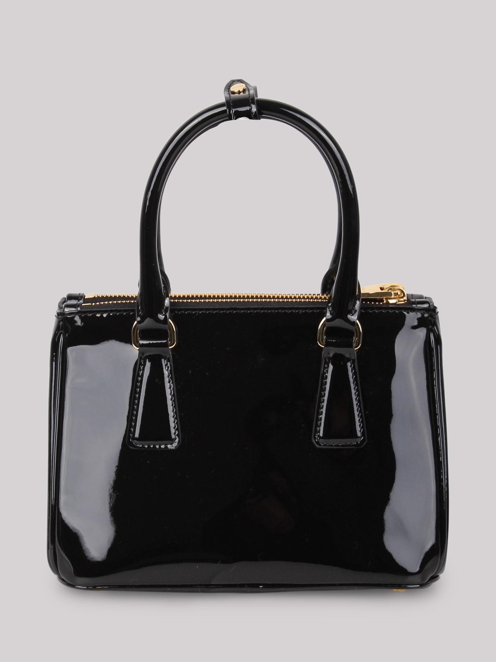 PRADA Galleria Patent Leather Mini Bag In Black Product Image