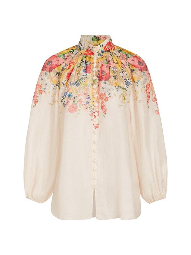 Zimmermann Alight Billow Floral Print Silk Shirt Product Image