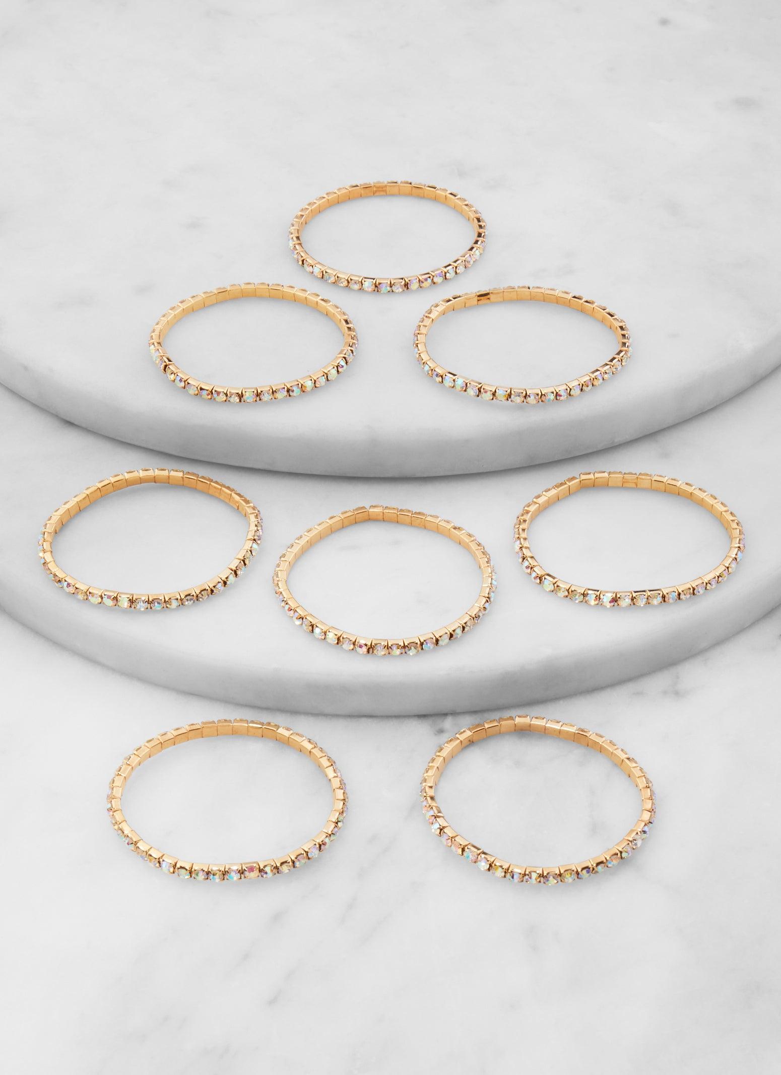 Rhinestone Stretch Bracelets Set of 8 Female Product Image