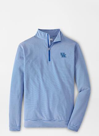 Peter Millar Mens Kentucky Sugar Stripe Performance Quarter-Zip | Color: Blue / White | Size: 3XL | UK Product Image