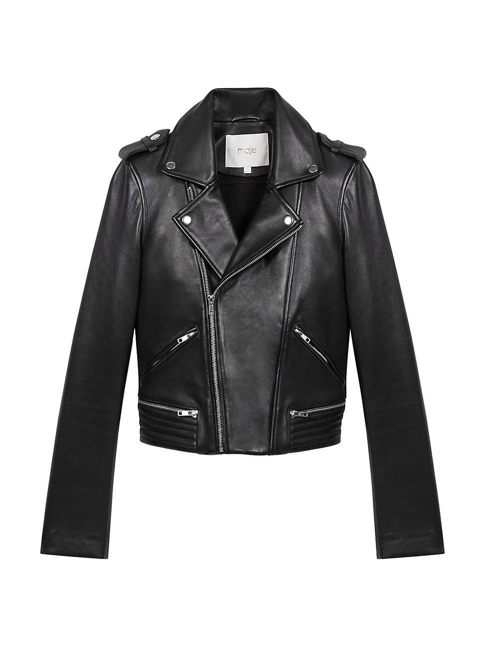 Maje Basalt Leather Moto Jacket Product Image