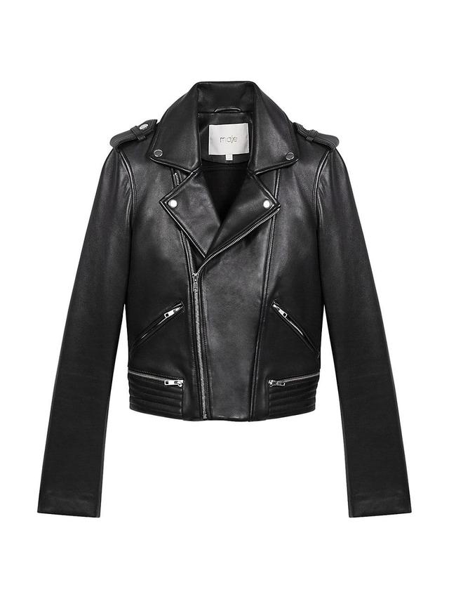 maje Leather Jacket in Black at Nordstrom, Size 4-6 Us Product Image