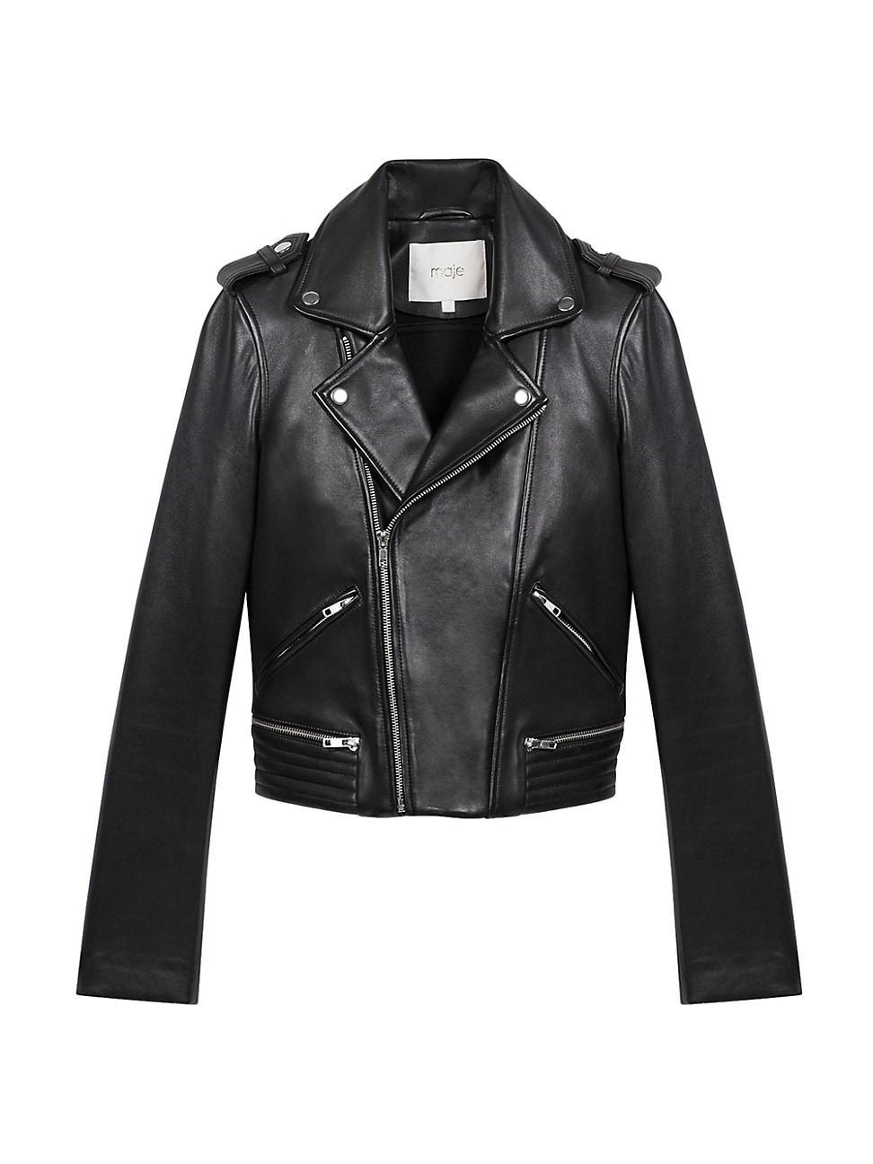 Womens Leather Biker Jacket Product Image