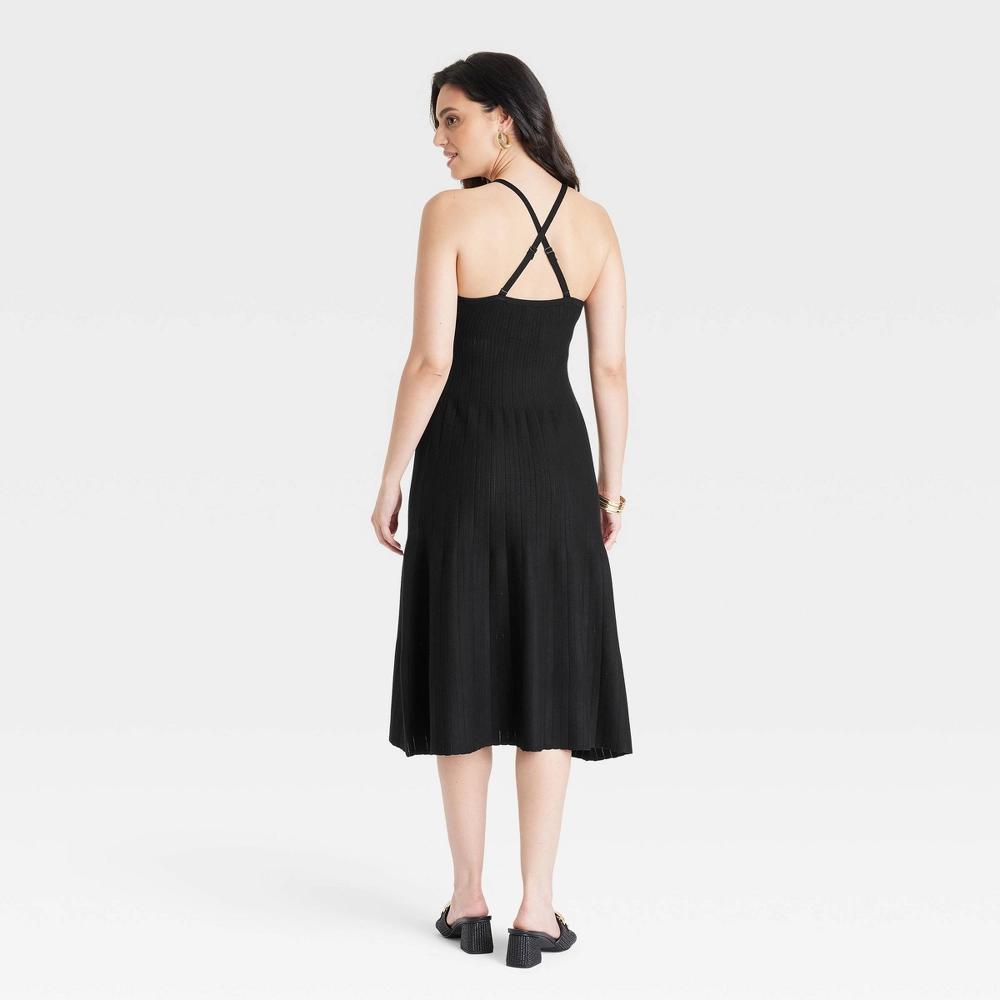 Women's Tank Midi Sweater Dress - A New Day™ Black M Product Image