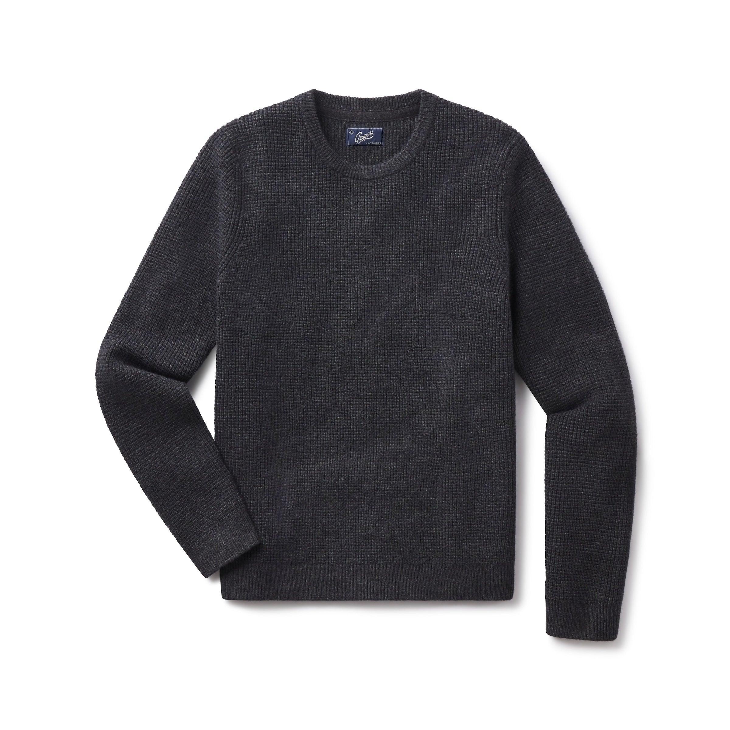 Waffle Stitch Crew Sweater - Charcoal Product Image