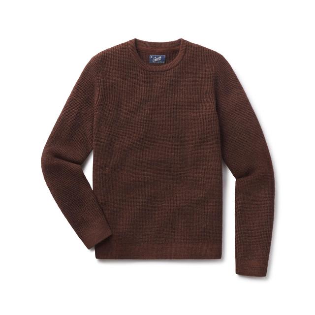 Waffle Stitch Crew Sweater - Brown Product Image