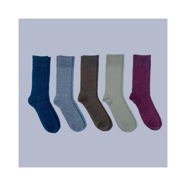 Mens Flat Knit Dress Socks 5pk - Goodfellow & Co Navy/Maroon 7-12 Product Image