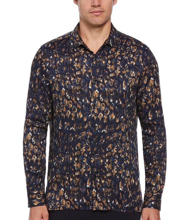 Perry Ellis Stretch Paint Strokes Print Long Sleeve Woven Shirt Product Image