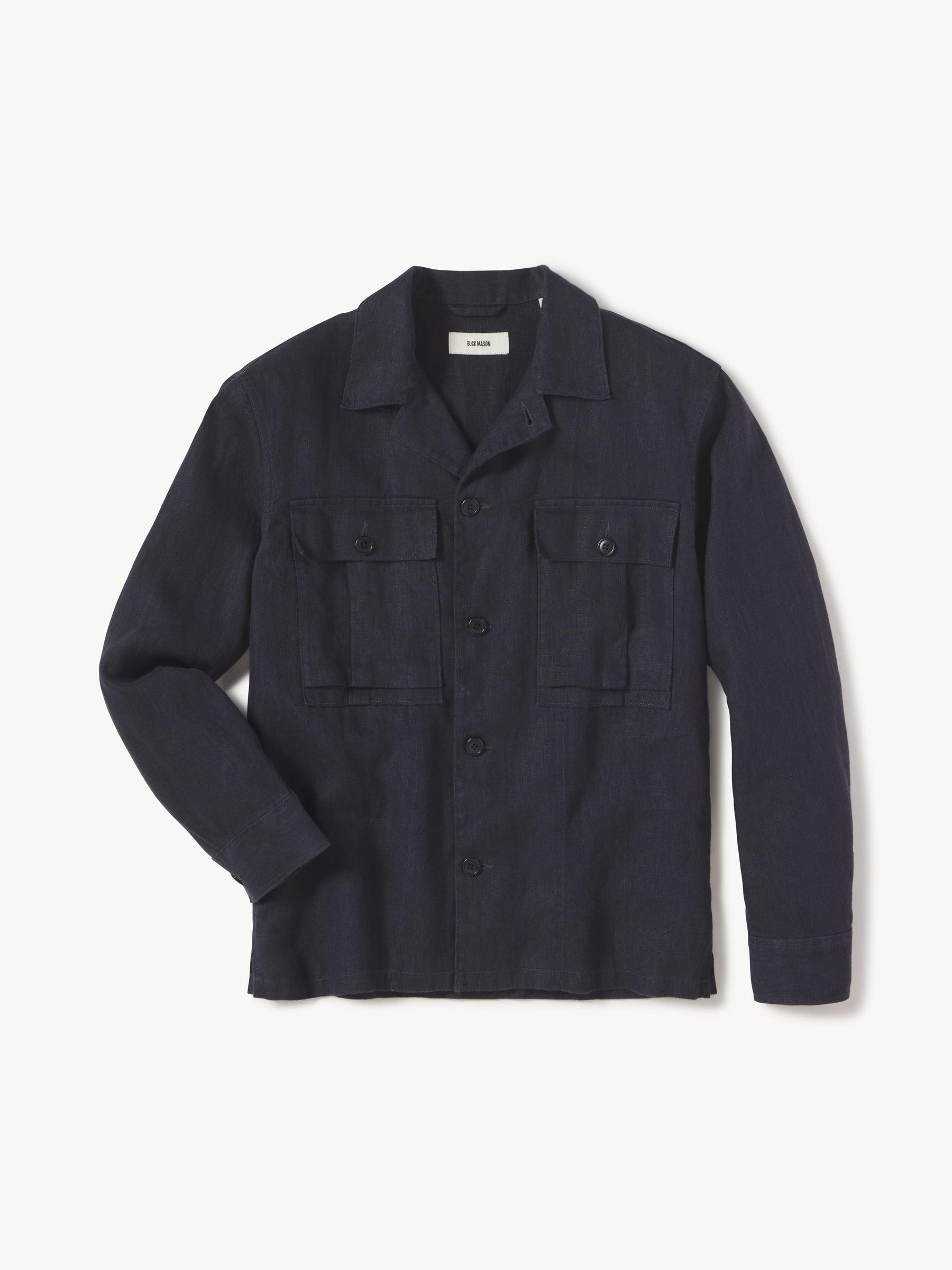 Admiral Navy Loomed Linen Fatigue Shirt Product Image