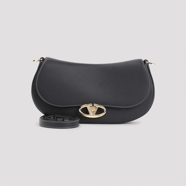 Small Saddle Black Calf Leather Shoulder Bag Product Image