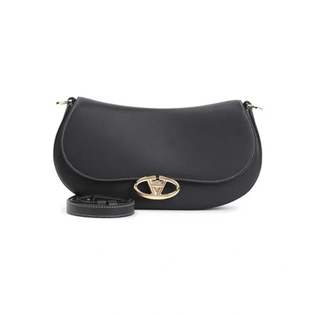 Small Saddle Black Calf Leather Shoulder Bag Product Image