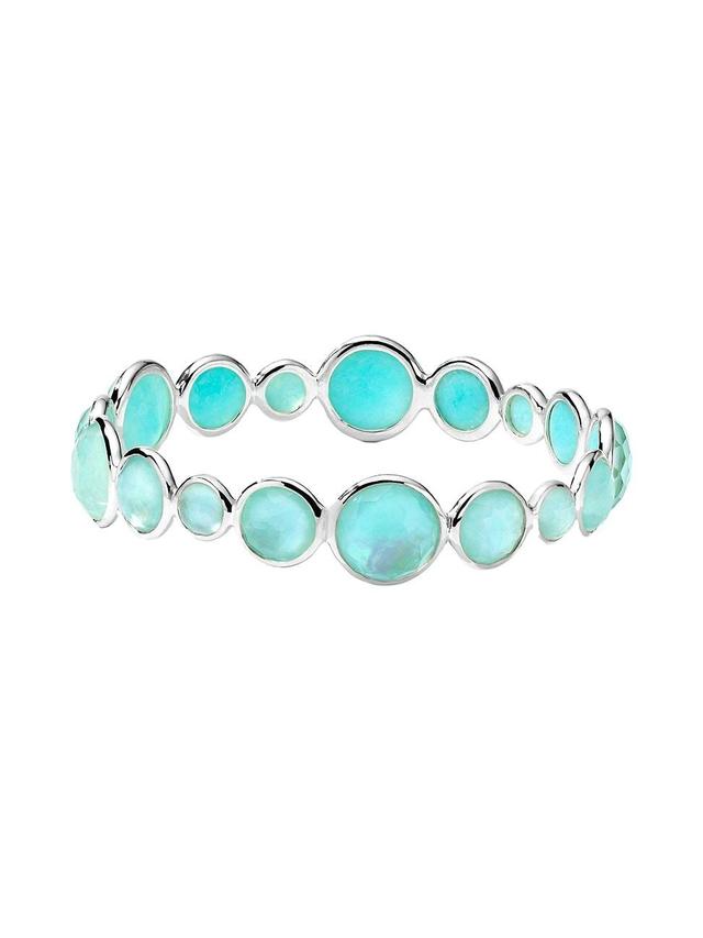 Womens Lollipop All-Stone Calabria Sterling Silver, Rock Crystal, Mother-Of-Pearl & Amazonite Bangle Product Image