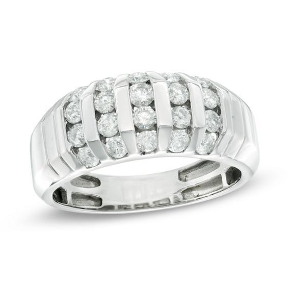 Men's 1 CT. T.w. Diamond Dome Anniversary Band in 10K White Gold Product Image