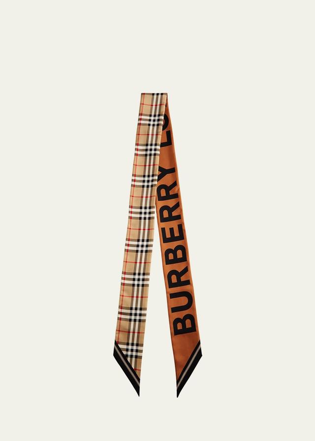 burberry Vintage Check Mulberry Silk Skinny Scarf Product Image