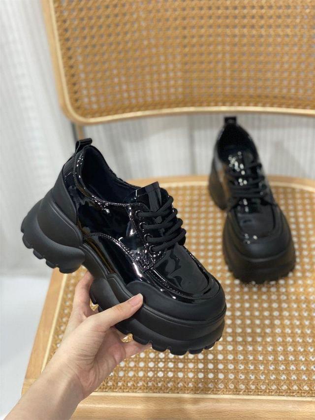 Faux Leather Platform Lace-Up Shoes Product Image