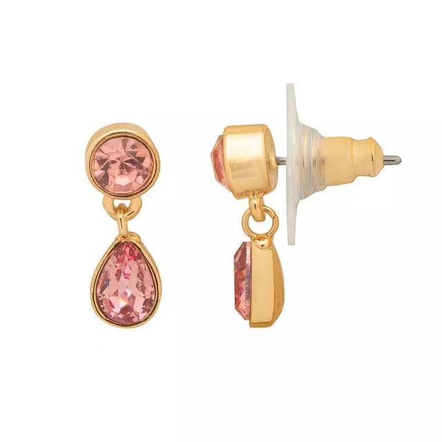 LC Lauren Conrad Gold Tone Pink Stone Drop Earrings, Womens Product Image