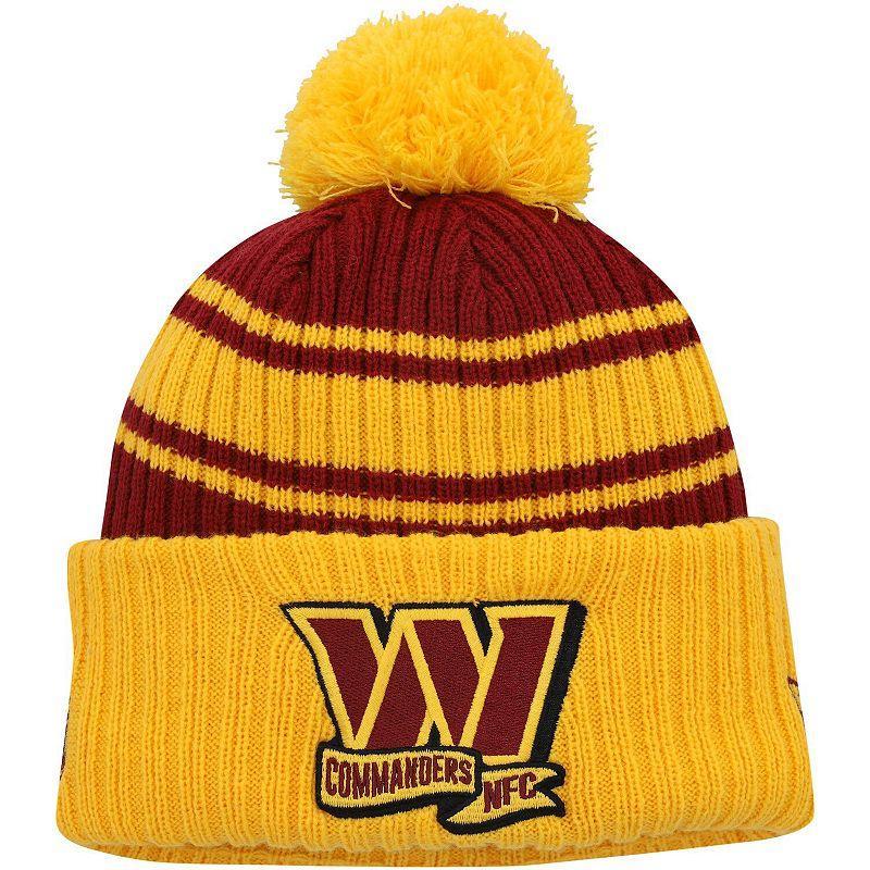 Mens 47 Gold/Burgundy Washington Commanders Stylus Cuffed Knit Hat with Pom Product Image