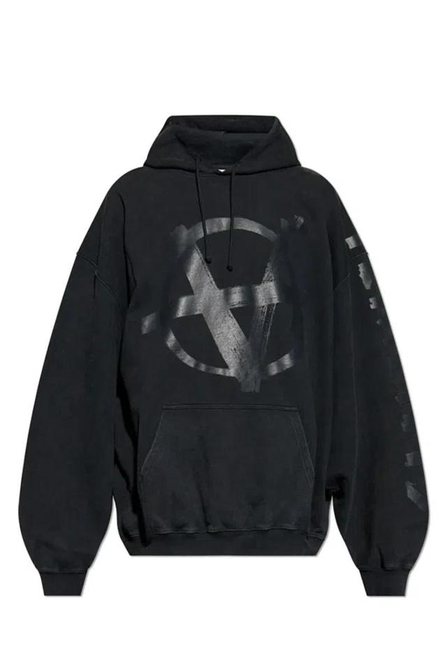 Logo Printed Drawstring Hoodie In Black Product Image