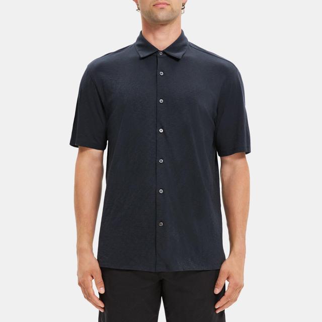 Slub Cotton Standard-Fit Short-Sleeve Shirt | Theory Outlet Product Image