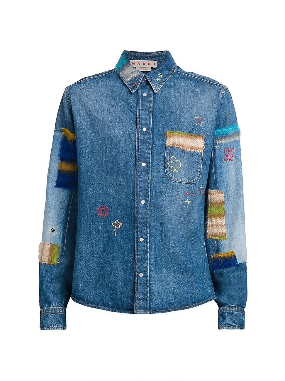 Mens Denim Patchwork Shirt Product Image