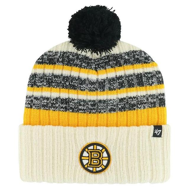 Mens 47 Cream Boston Bruins Tavern Cuffed Knit Hat with Pom Product Image