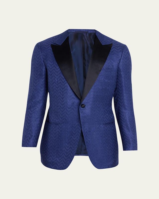 Mens Herringbone Jacquard Peak Dinner Jacket Product Image