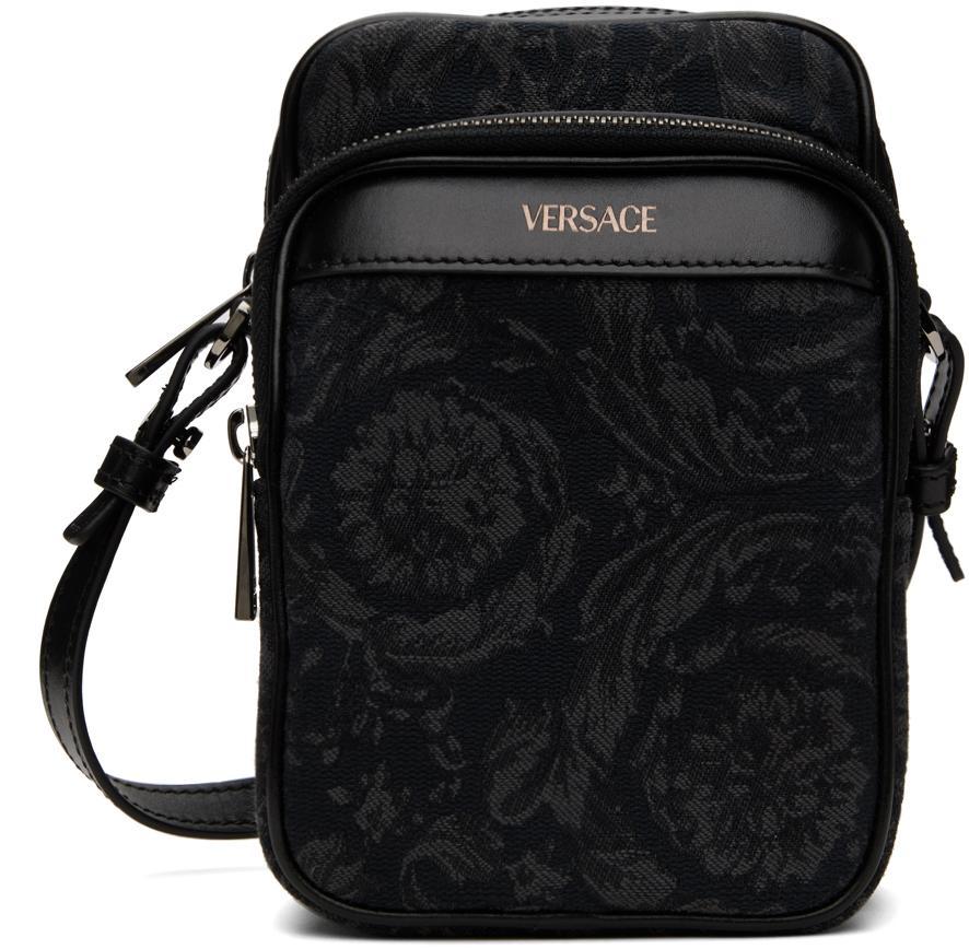 VERSACE Black Barocco Crossbody Pouch In 2bm0e-black+black-r Product Image