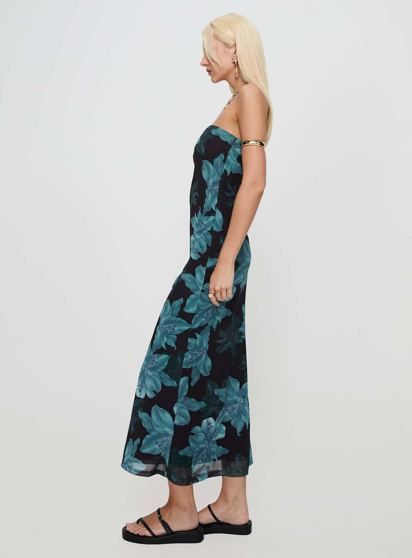 Celik Maxi Dress Black / Blue Floral Product Image