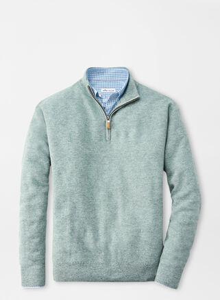 Peter Millar Mens Cashmere-Linen Quarter-Zip Sweater | Color: Wave Break | Size: XXL Product Image