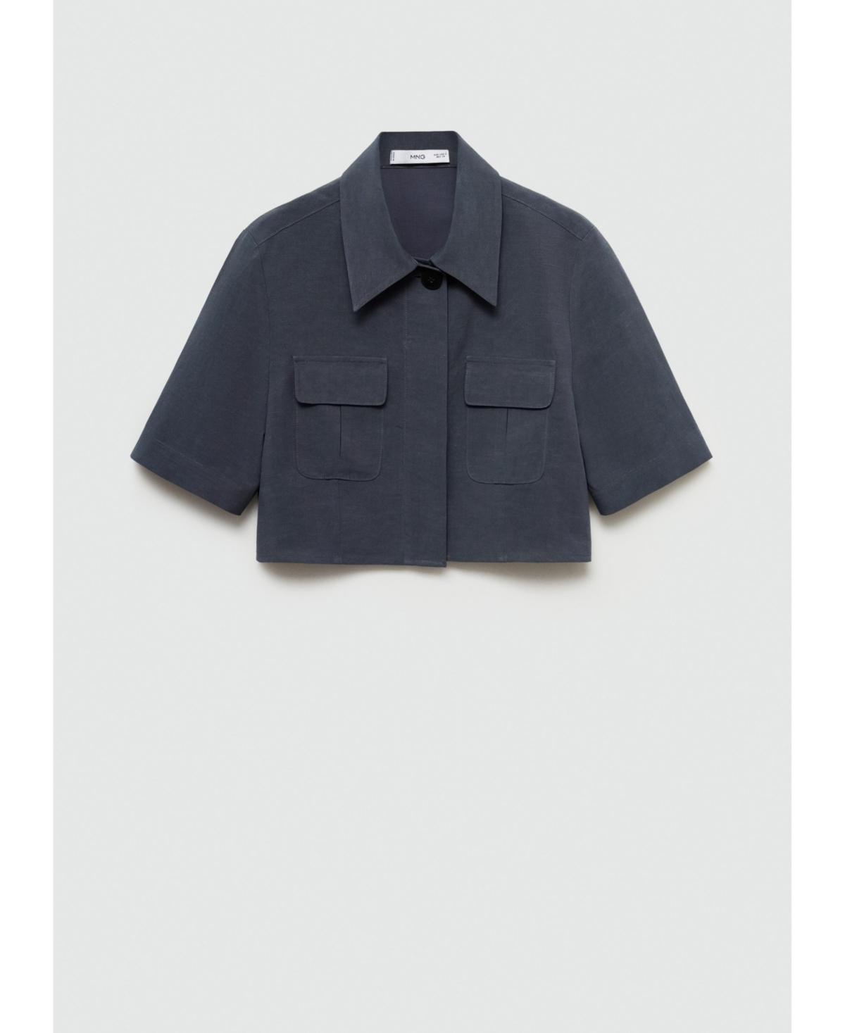 Mango Womens Lyocell Cropped Shirt Product Image