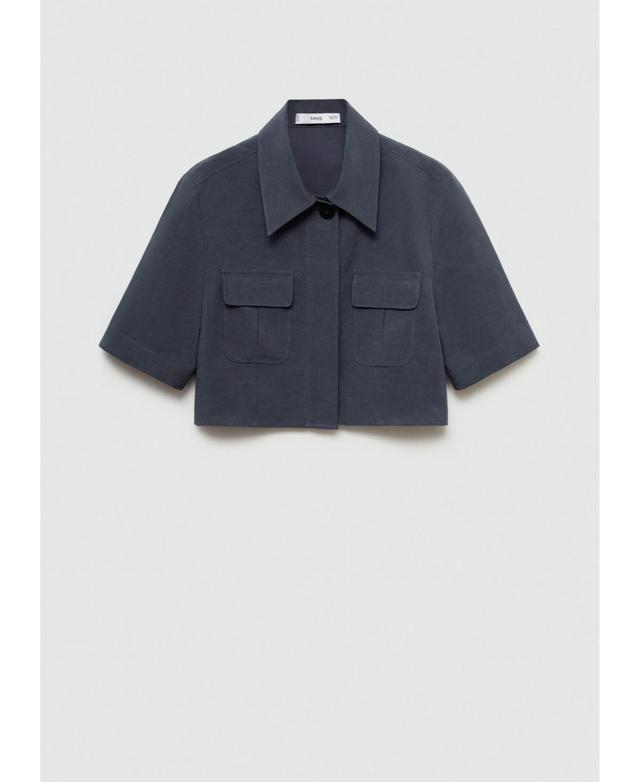 Mango Womens Lyocell Cropped Shirt Product Image