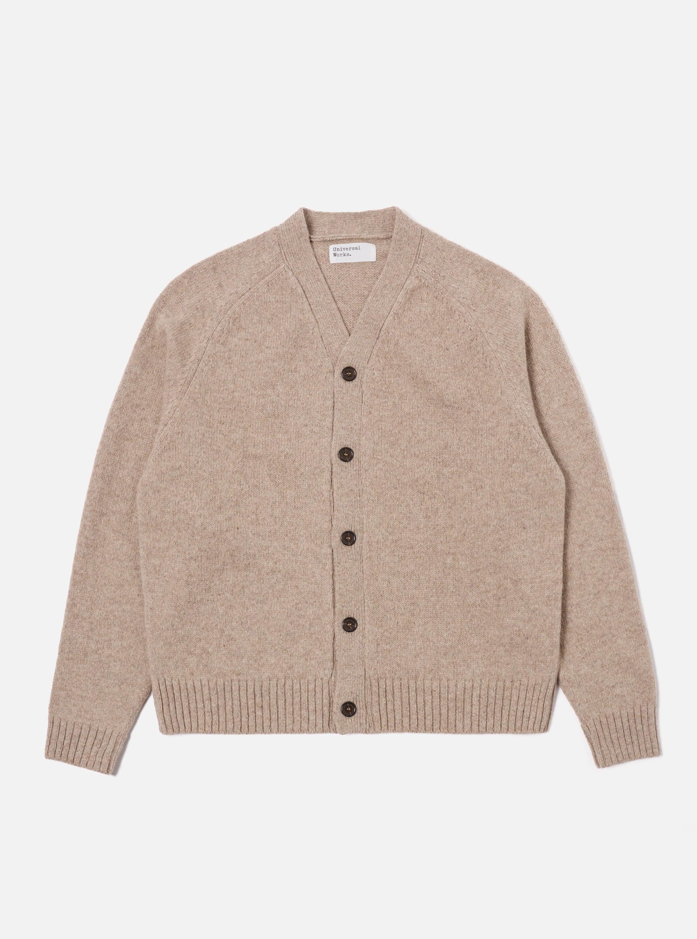 Universal Works David Cardigan in Fawn Eco Wool Product Image