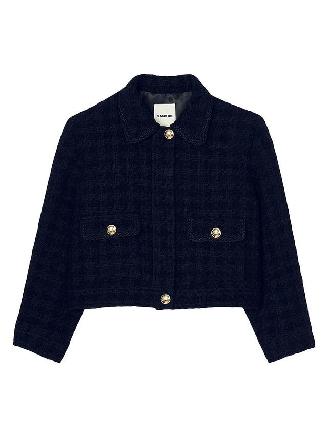 Womens Cropped Tweed Jacket Product Image