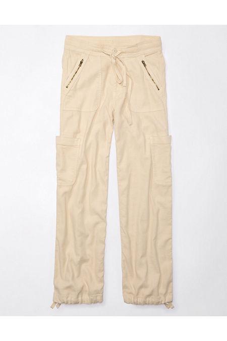 AE Dreamy Drape Linen-Blend Baggy Wide-Leg Cargo Pant Womens Product Image