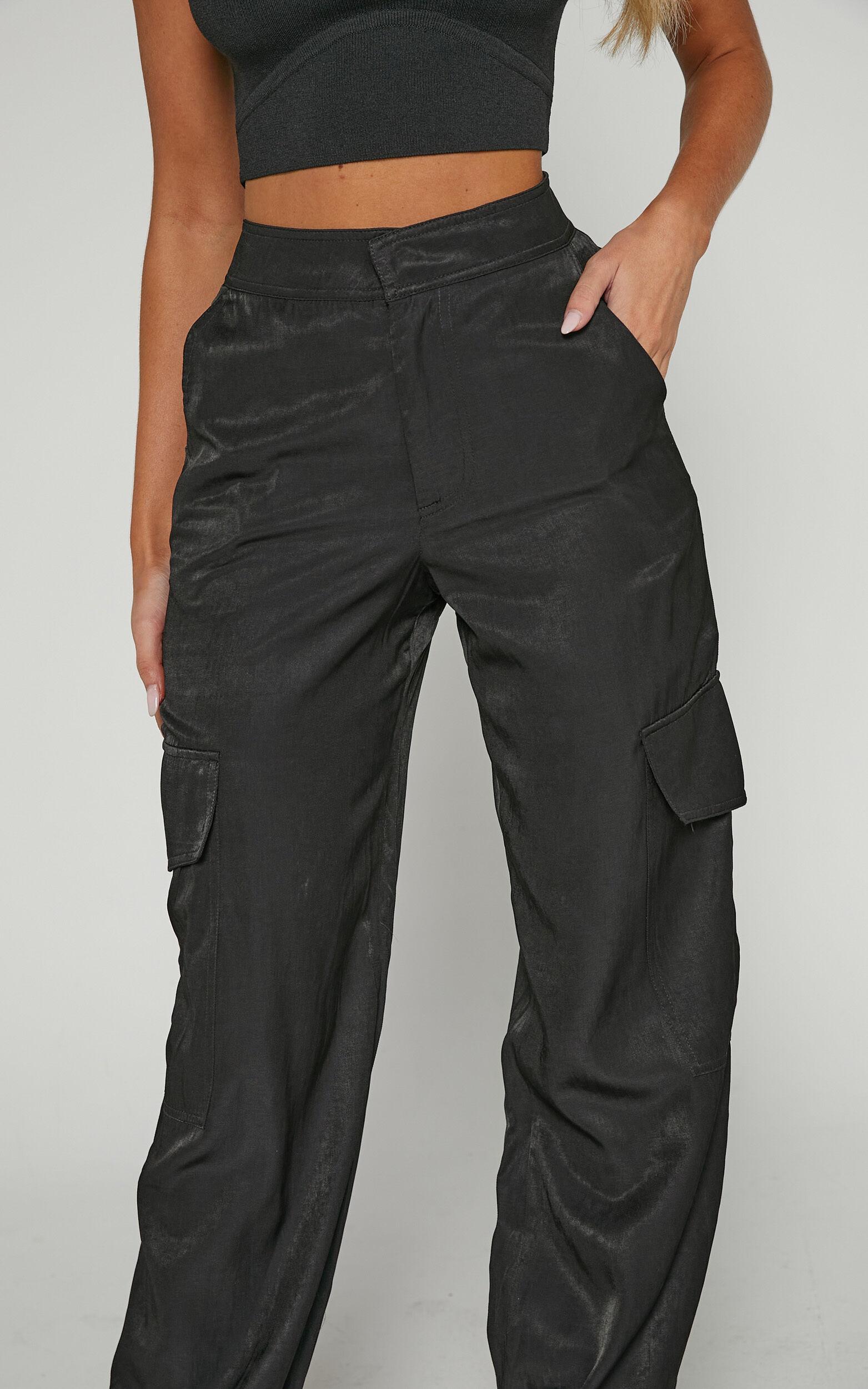 Robbie Pants - Mid Rise Cuffed Ankle Cargo Pants in Black Product Image