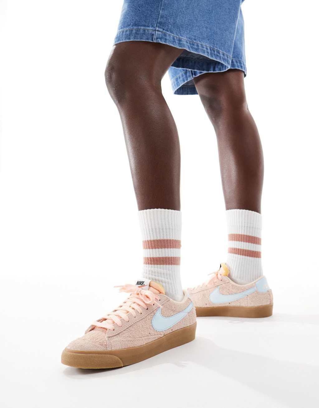 Nike Blazer Low '77 sneakers in pink and blue Product Image