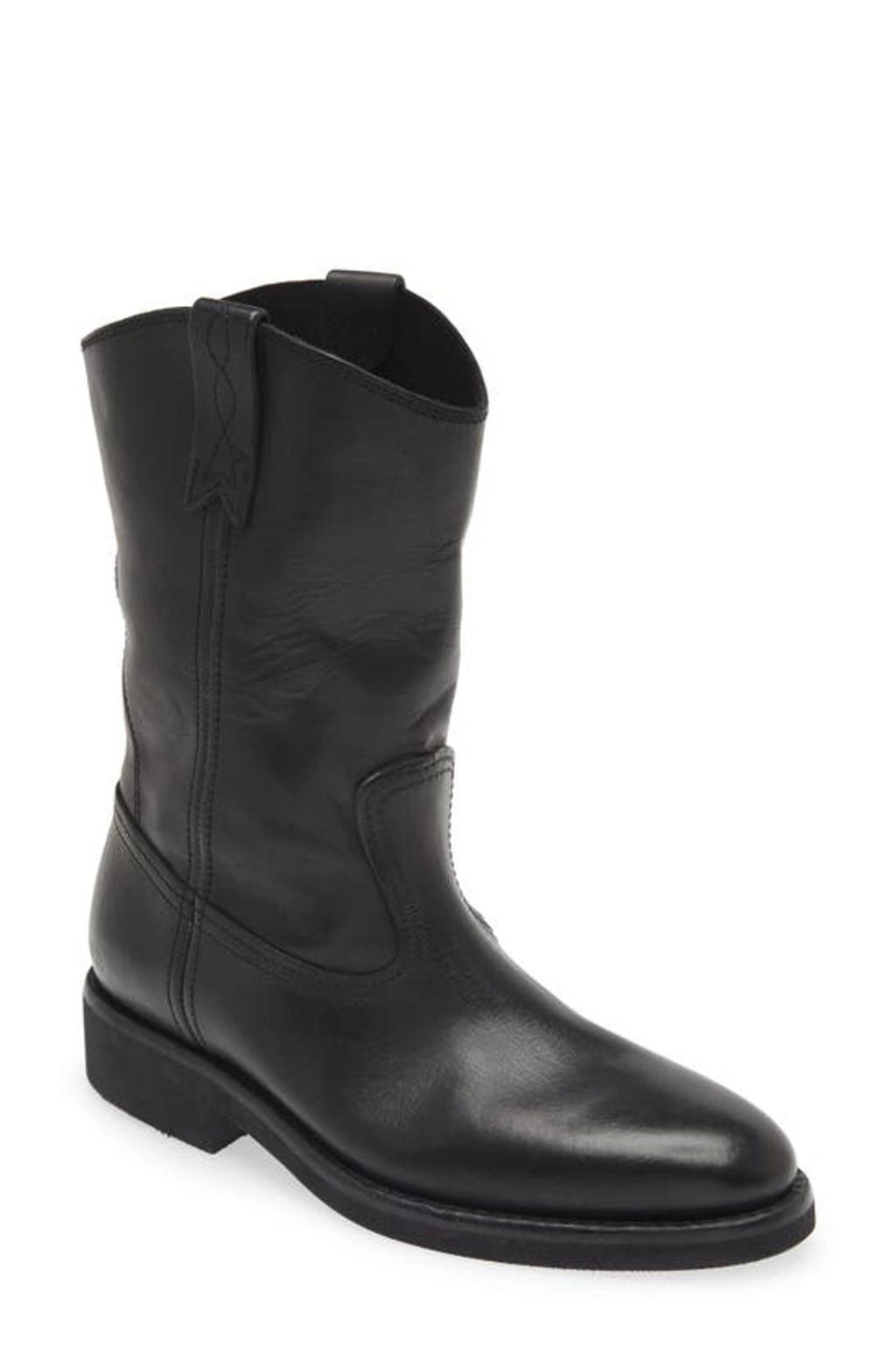 Biker Leather Ankle Boots In Black product image