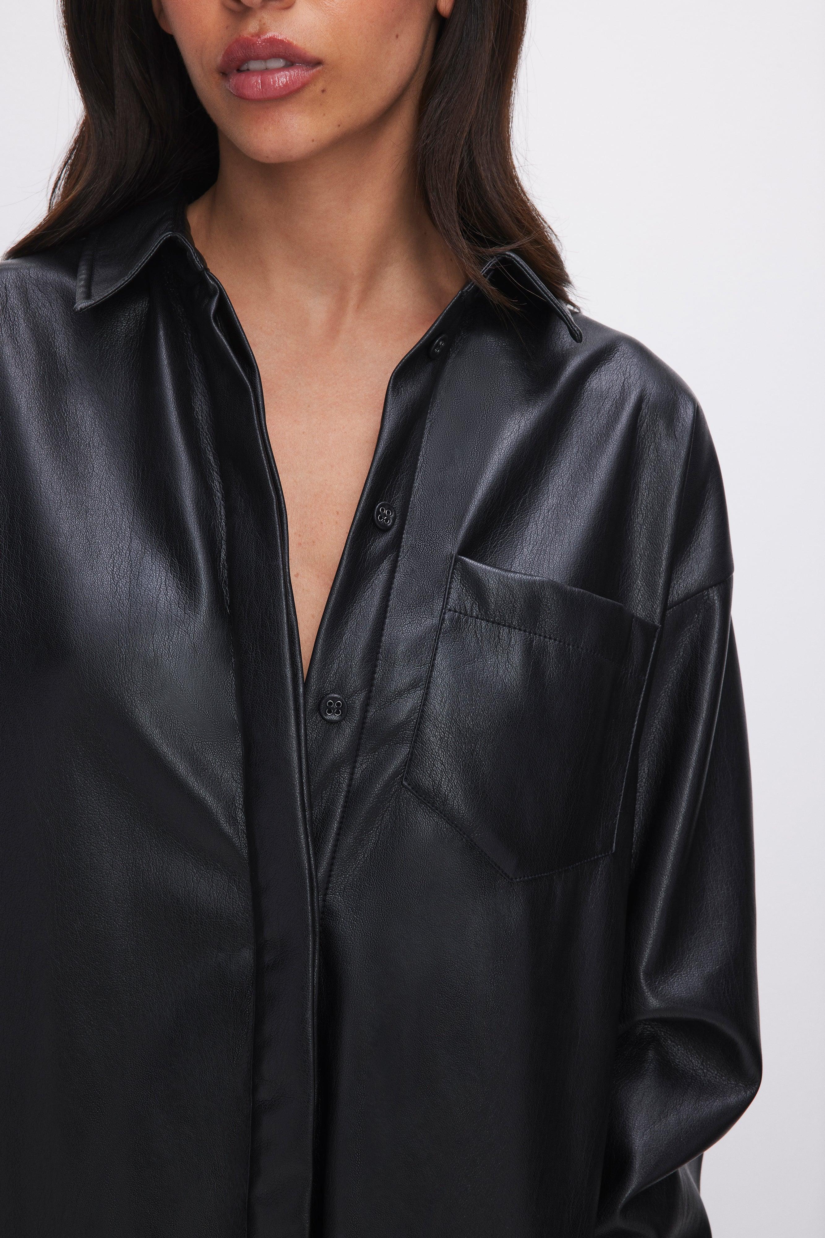 FAUX LEATHER SHIRT | BLACK001 Product Image