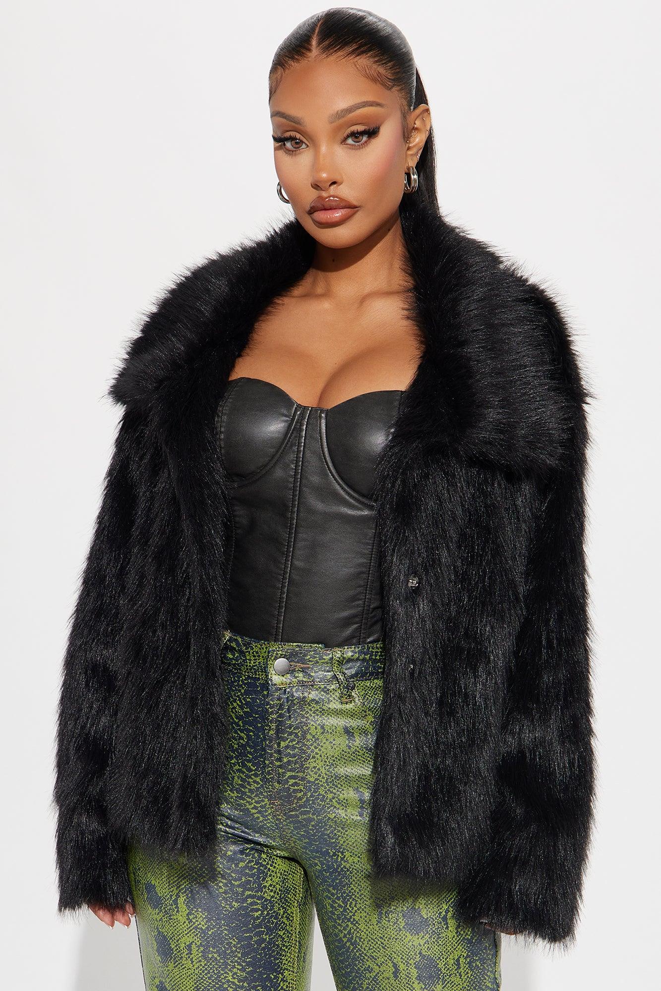 Bailey Faux Fur Coat - Black Product Image