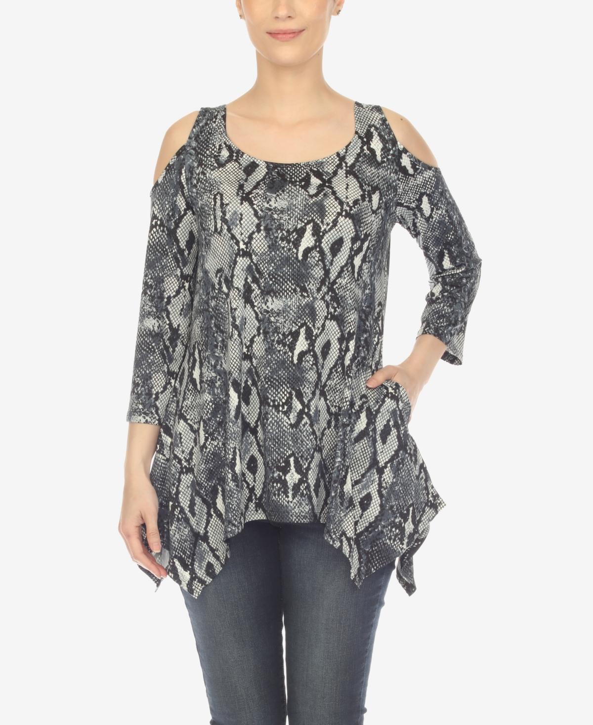 Womens Snake Print Cold Shoulder Tunic Product Image