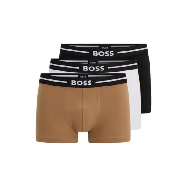 HUGO BOSS Three-pack Of Stretch-cotton Trunks With Logo Waistbands In Patterned Product Image