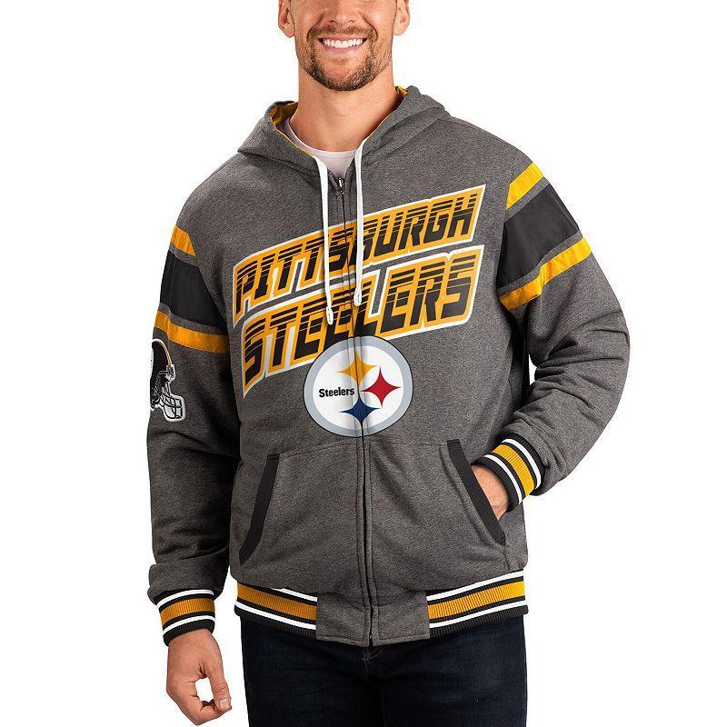 Mens G-iii Sports by Carl Banks Black Pittsburgh Steelers Extreme Full Back Reversible Hoodie Full-Zip Jacket - Black Product Image