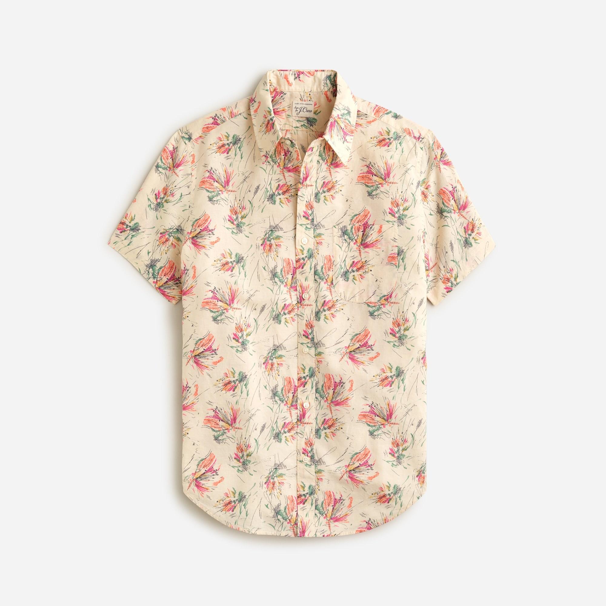 Short-sleeve cotton-linen blend shirt in print Product Image